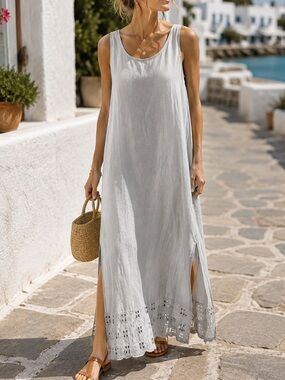 Rosemary Linen Made in Italy Pearl Gray Maxi Dress – XL – NWT